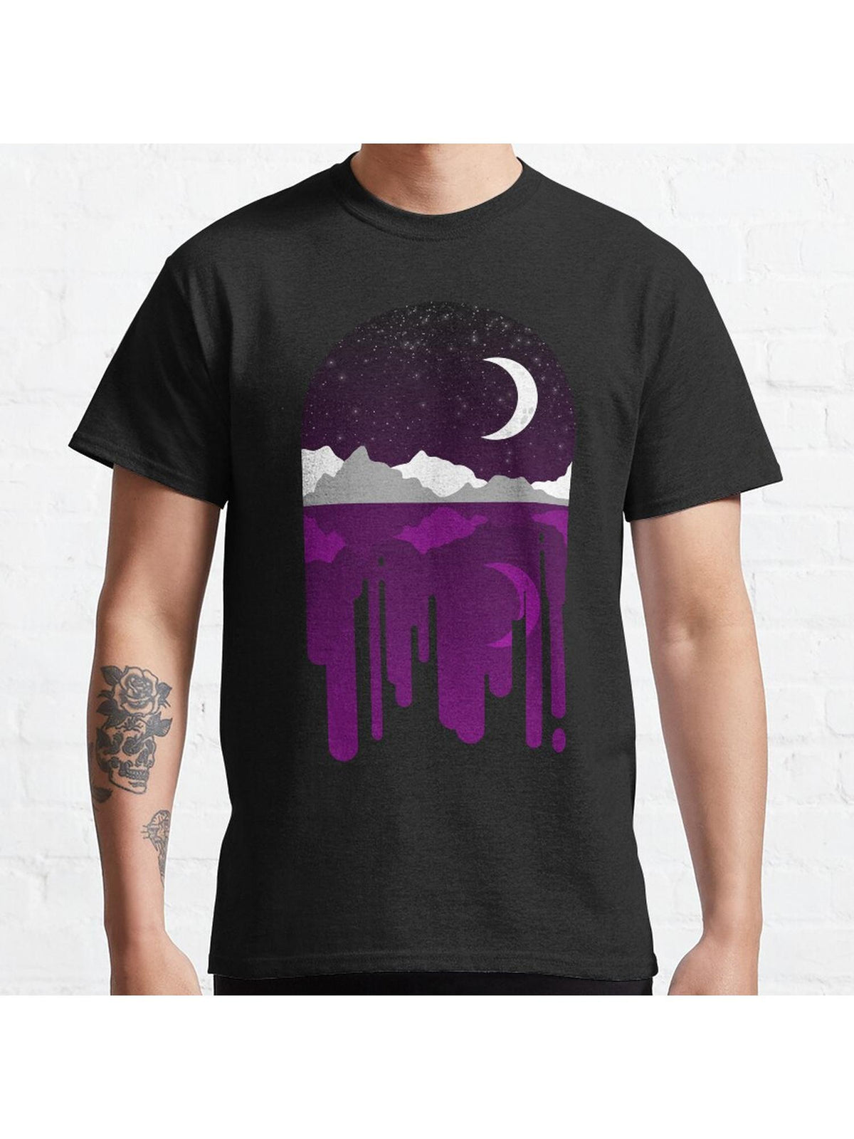 Subtle Ace Drip Landscape Classic T-Shirt 100% Cotton, Gifts for Men Dad Husband Grandpa, S-XXXL, Black