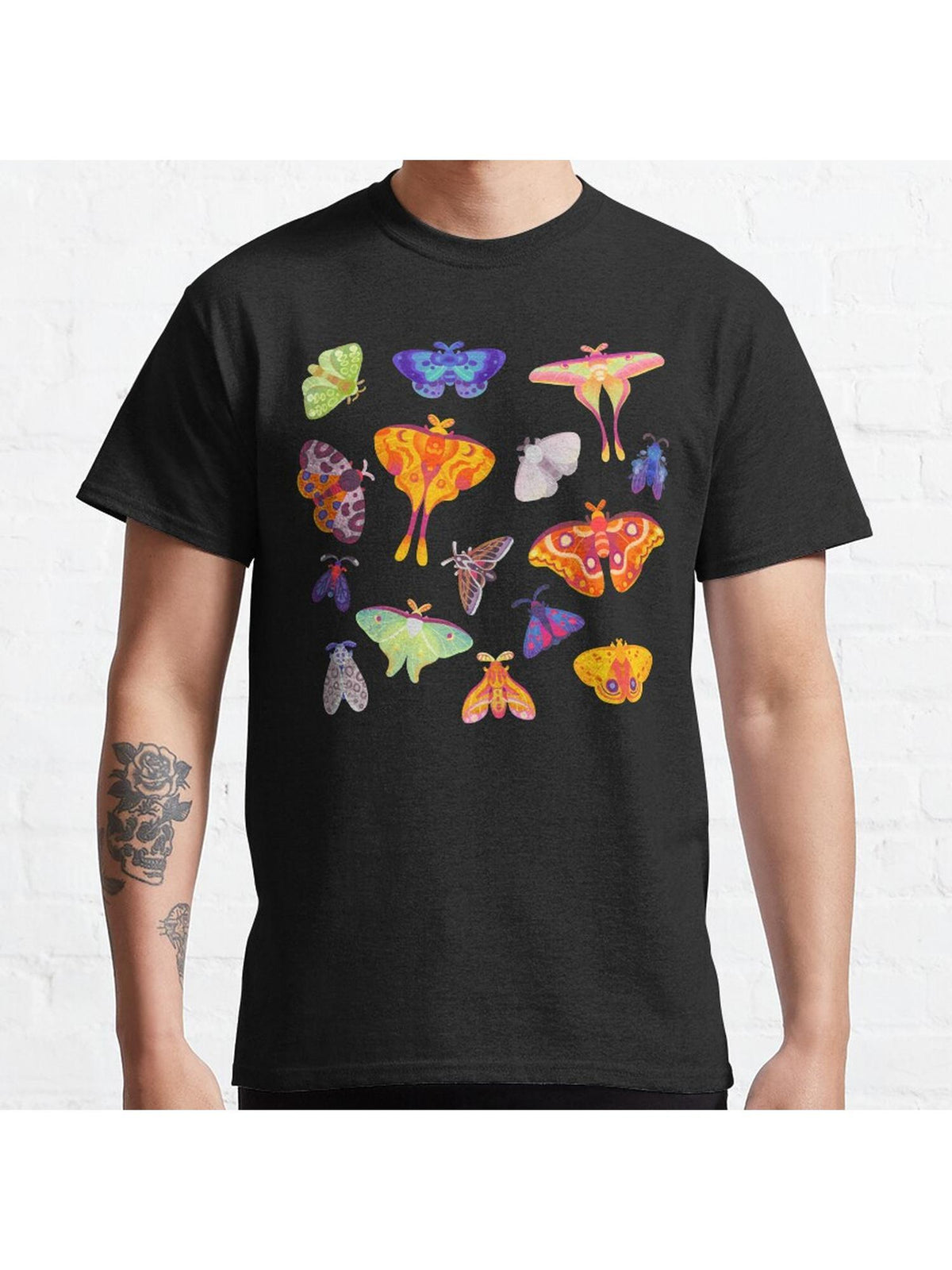Moth Classic T-Shirt 100% Cotton, Gifts for Men Dad Husband Grandpa, S-XXXL, Black