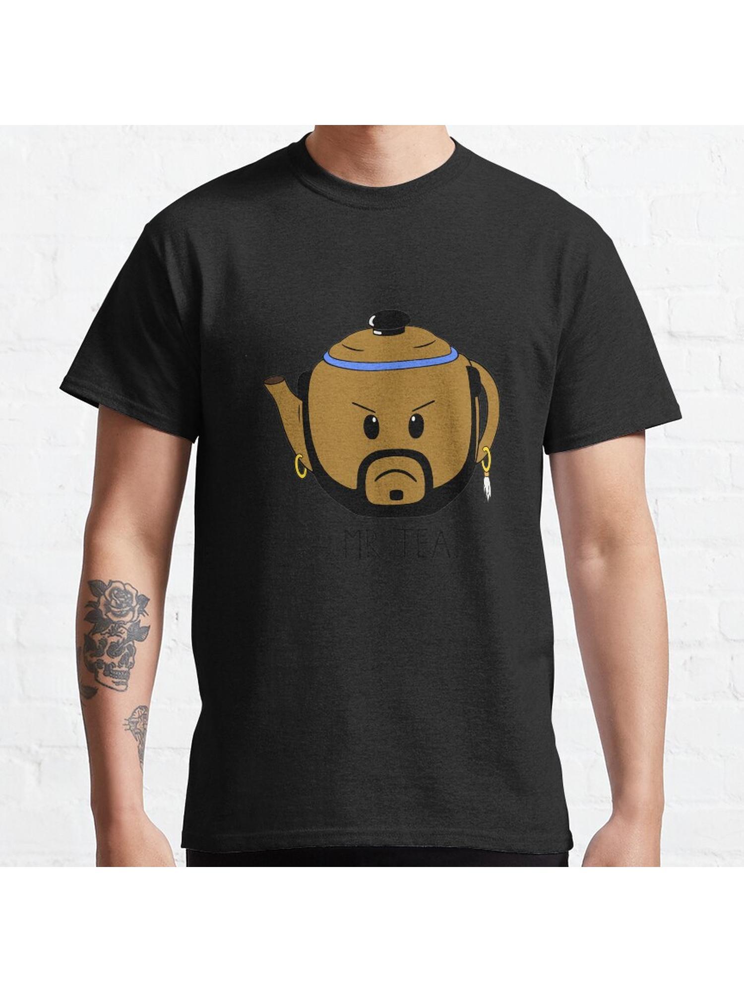 Mr Tea Classic T-Shirt 100% Cotton, Gifts for Men Dad Husband Grandpa, S-XXXL, Black