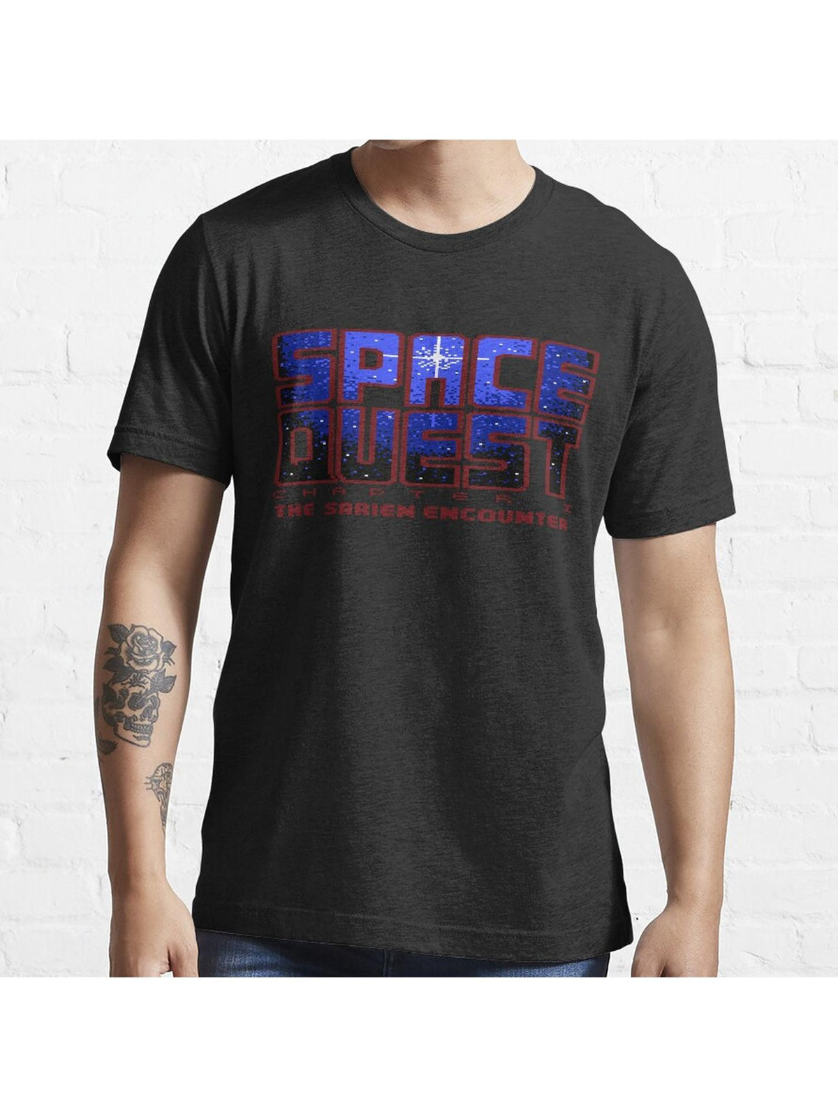 Space Quest 1 Pixel Style - Retro DOS game fan print Essential T-Shirt 100% Cotton, Gifts for Men Dad Husband Grandpa, S-XXXL, Black