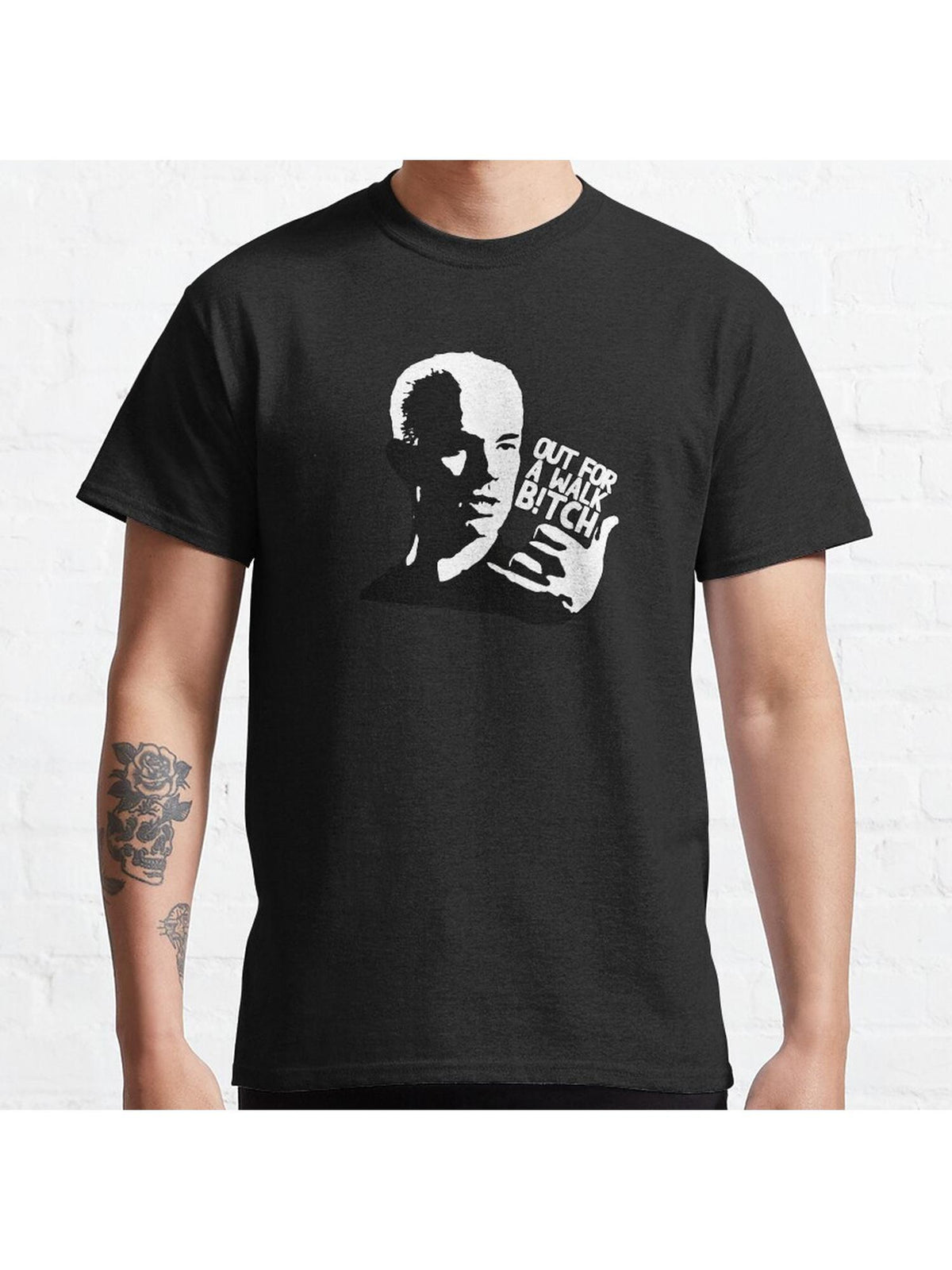 buffy spike out for a walk design Classic T-Shirt 100% Cotton, Gifts for Men Dad Husband Grandpa, S-XXXL, Black
