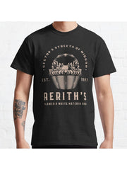 Flower & White Materia Shop Classic T-Shirt 100% Cotton, Gifts for Men Dad Husband Grandpa, S-XXXL, Black