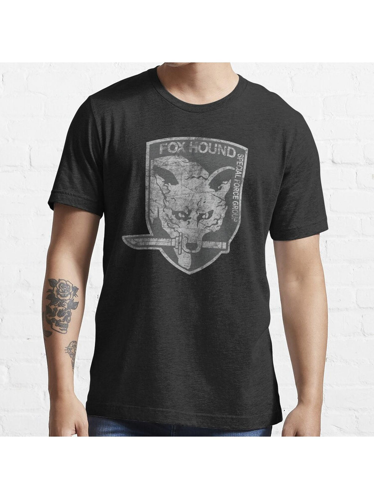 Battle Worn - Fox Hound Special Force Group Essential T-Shirt 100% Cotton, Gifts for Men Dad Husband Grandpa, S-XXXL, Black