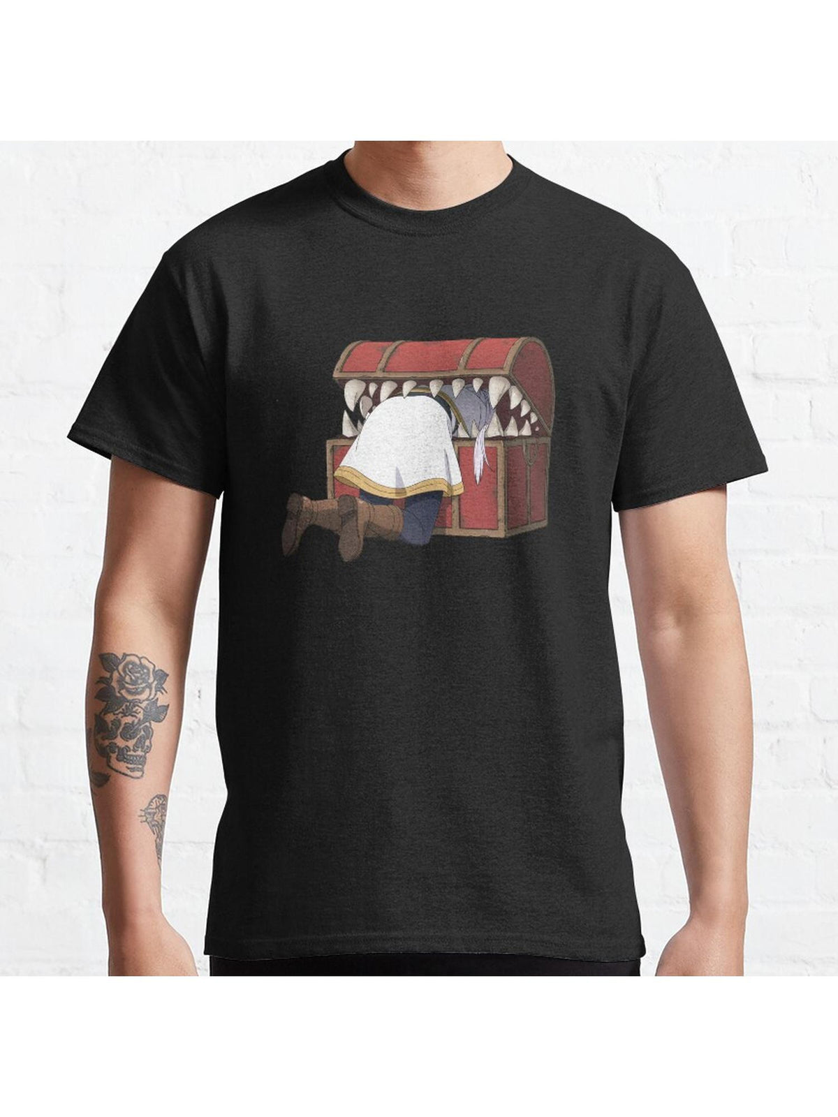 Frieren eaten by mimic Classic T-Shirt 100% Cotton, Gifts for Men Dad Husband Grandpa, S-XXXL, Black