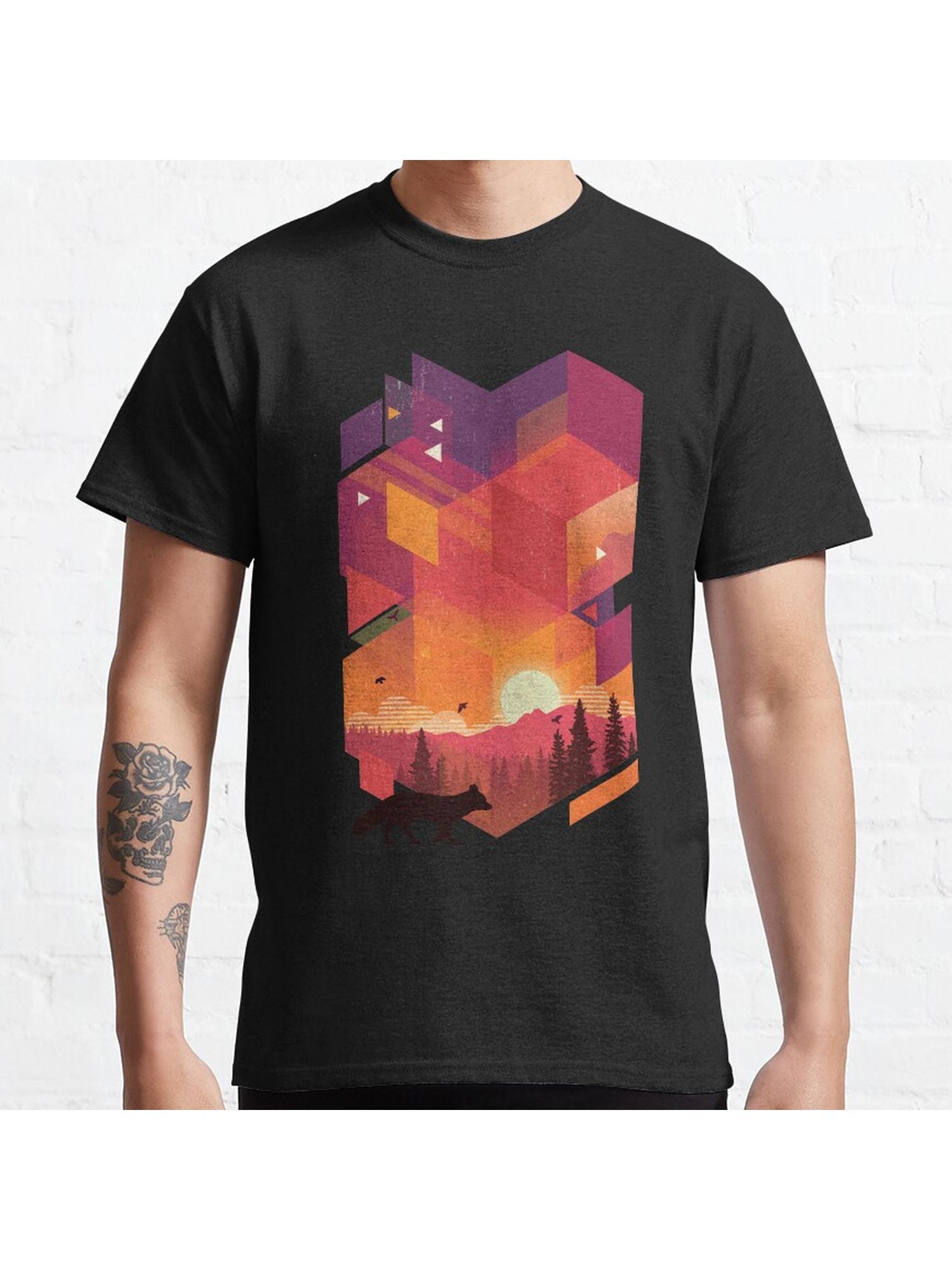 Harvest Sky Classic T-Shirt 100% Cotton, Gifts for Men Dad Husband Grandpa, S-XXXL, Black