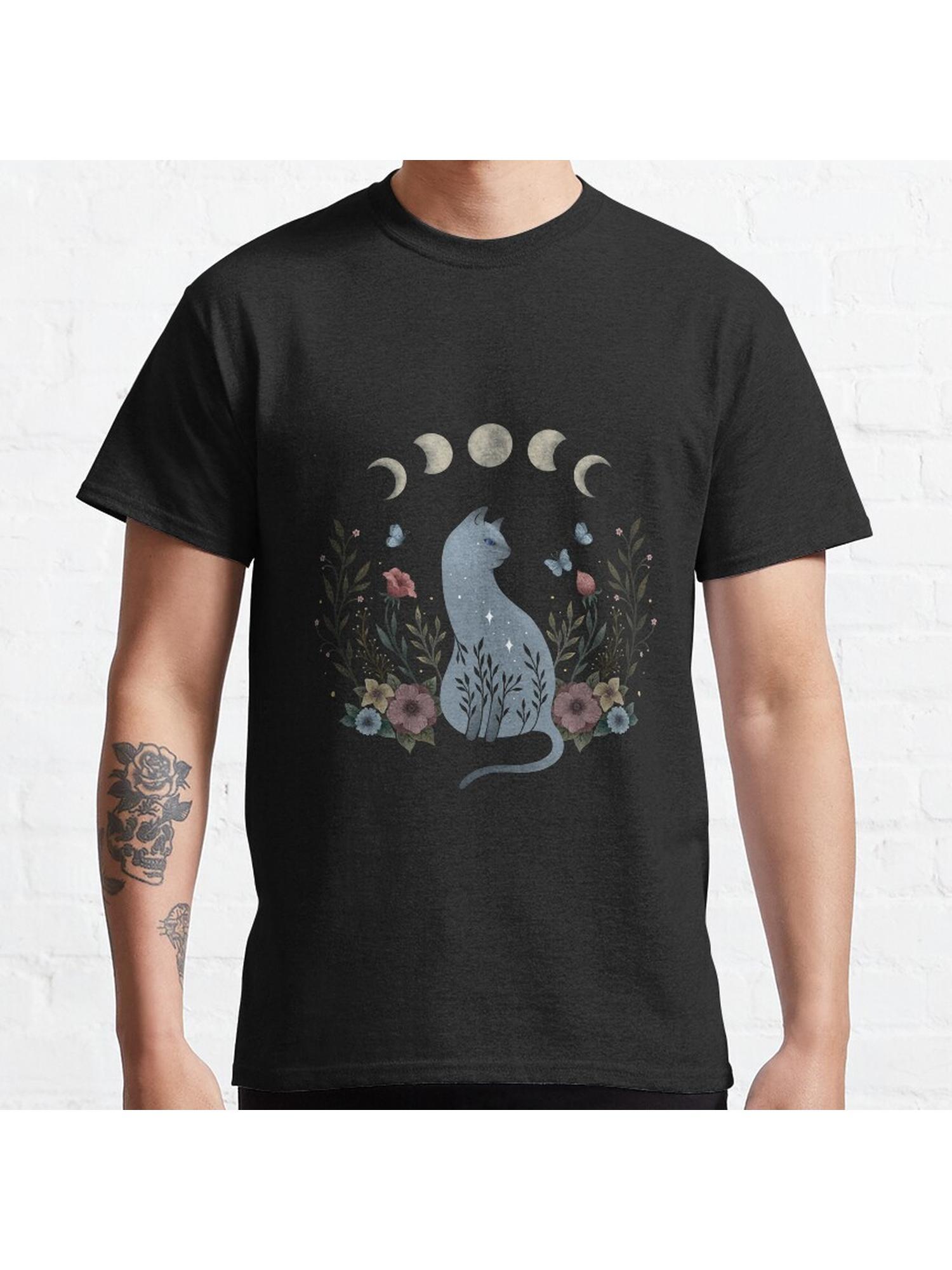 Cat on the Hill Classic T-Shirt 100% Cotton, Gifts for Men Dad Husband Grandpa, S-XXXL, Black