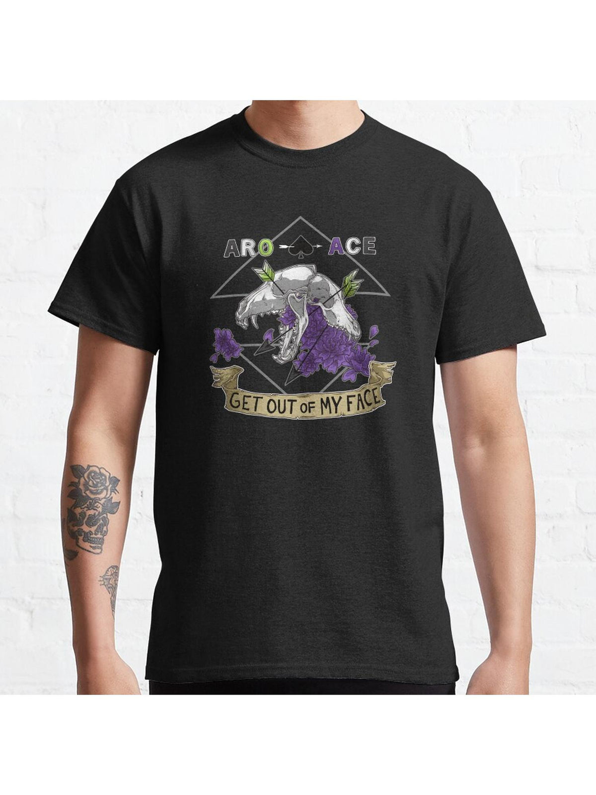 Aro+Ace - Get Out of My Face Classic T-Shirt 100% Cotton, Gifts for Men Dad Husband Grandpa, S-XXXL, Black