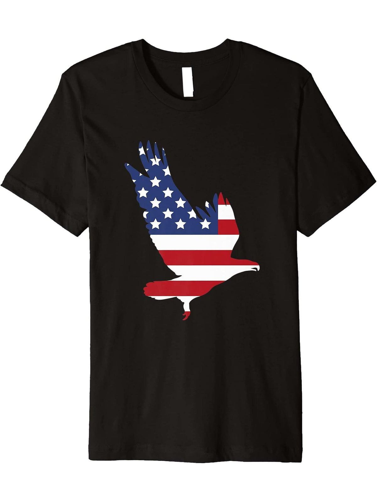 american flag eagle - bald eagle - usa - patriotic - july 4 Premium T-Shirt 180G 100% Cotton Printed Round Neck Short-Sleeve T-Shirt, Gifts for Men Dad Husband Grandpa, S-XXXL, Black