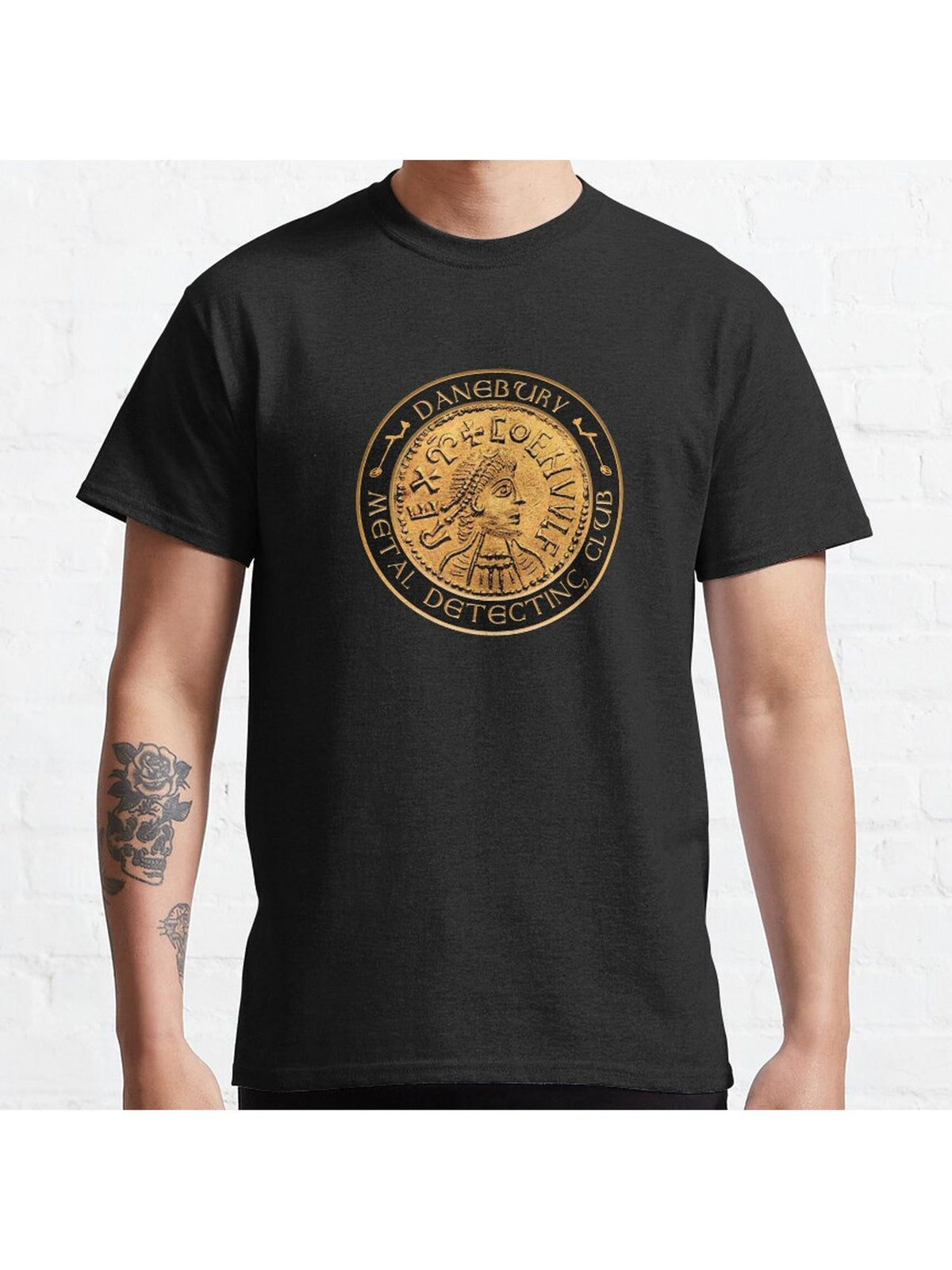 Danebury Metal Detecting Club Mock Logo Classic T-Shirt 100% Cotton, Gifts for Men Dad Husband Grandpa, S-XXXL, Black
