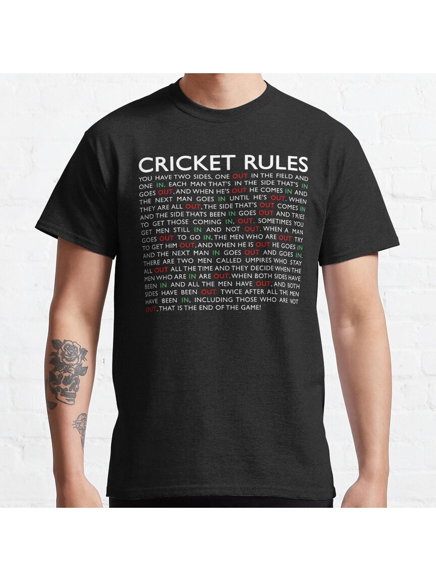 Cricket Rules Classic T-Shirt 100% Cotton, Gifts for Men Dad Husband Grandpa, S-XXXL, Black