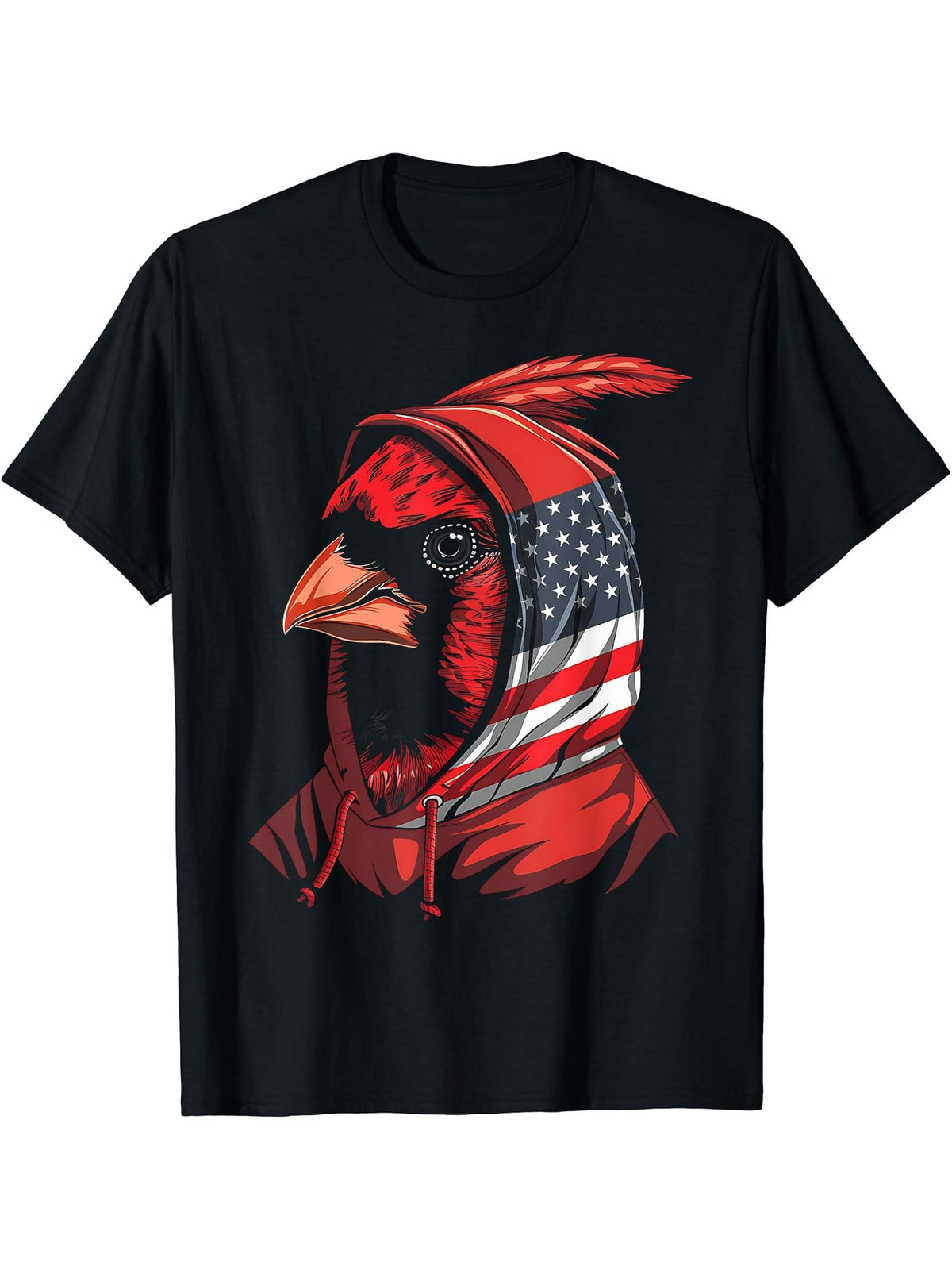 American Flag Bald Eagle Bird USA Pride Patriotic Gift T-Shirt 180G 100% Cotton Printed Round Neck Short-Sleeve T-Shirt, Gifts for Men Dad Husband Grandpa, S-XXXL, Black