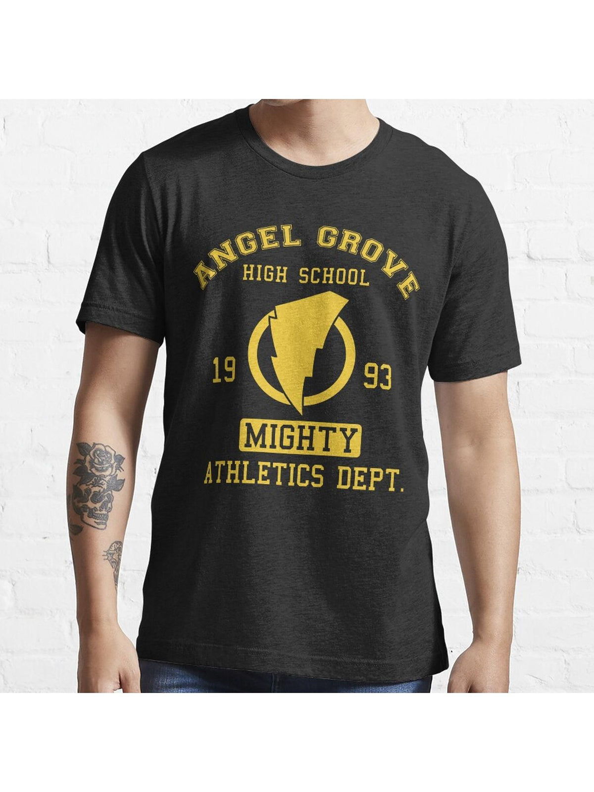 Angel Grove High Essential T-Shirt 100% Cotton, Gifts for Men Dad Husband Grandpa, S-XXXL, Black