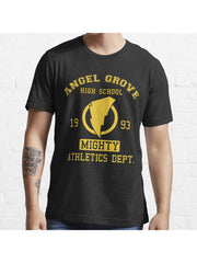 Angel Grove High Essential T-Shirt 100% Cotton, Gifts for Men Dad Husband Grandpa, S-XXXL, Black