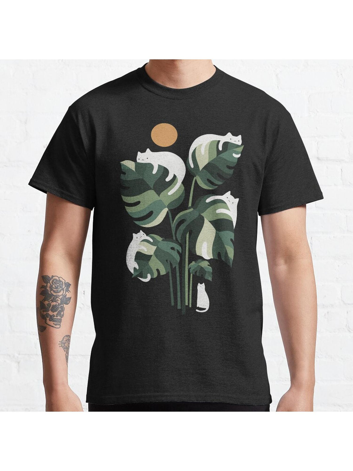 Cat and Plant 11 Classic T-Shirt 100% Cotton, Gifts for Men Dad Husband Grandpa, S-XXXL, Black