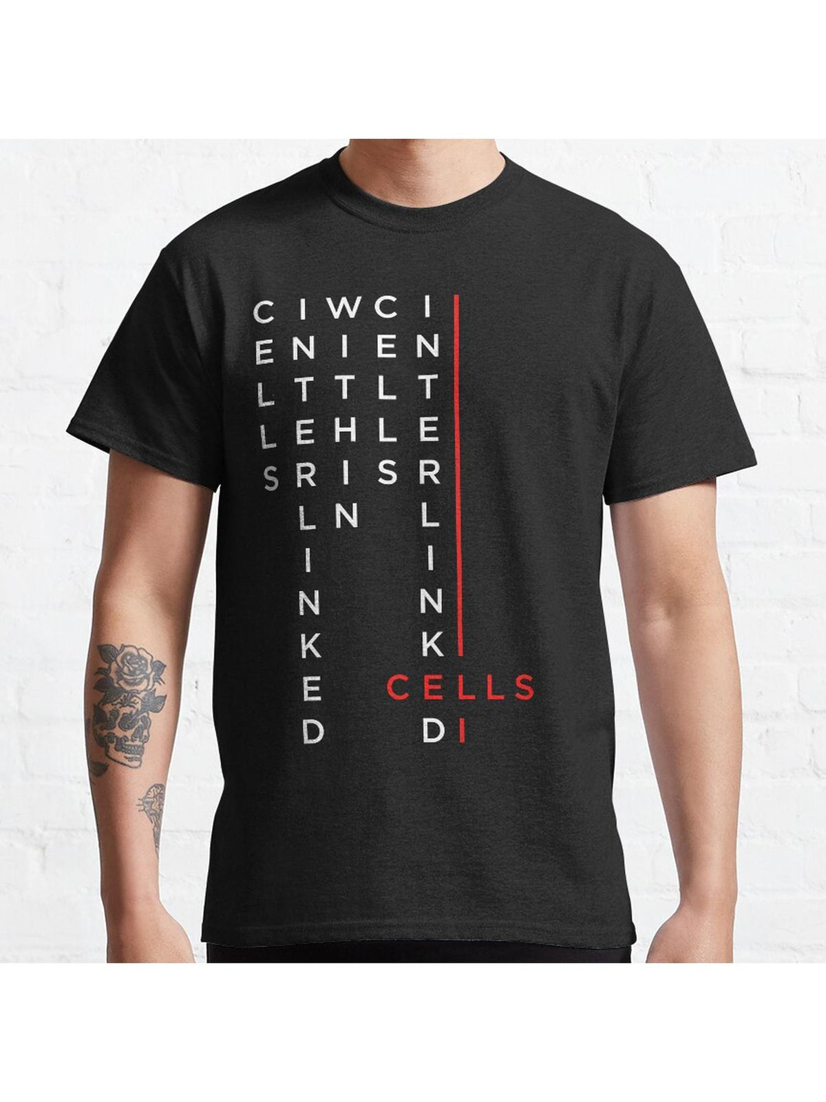 Cells/ Interlinked Classic T-Shirt 100% Cotton, Gifts for Men Dad Husband Grandpa, S-XXXL, Black