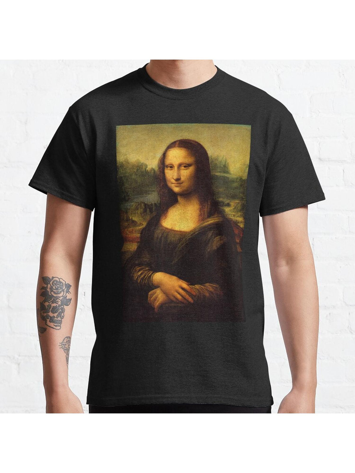 Mona Lisa HD Classic T-Shirt 100% Cotton, Gifts for Men Dad Husband Grandpa, S-XXXL, Black