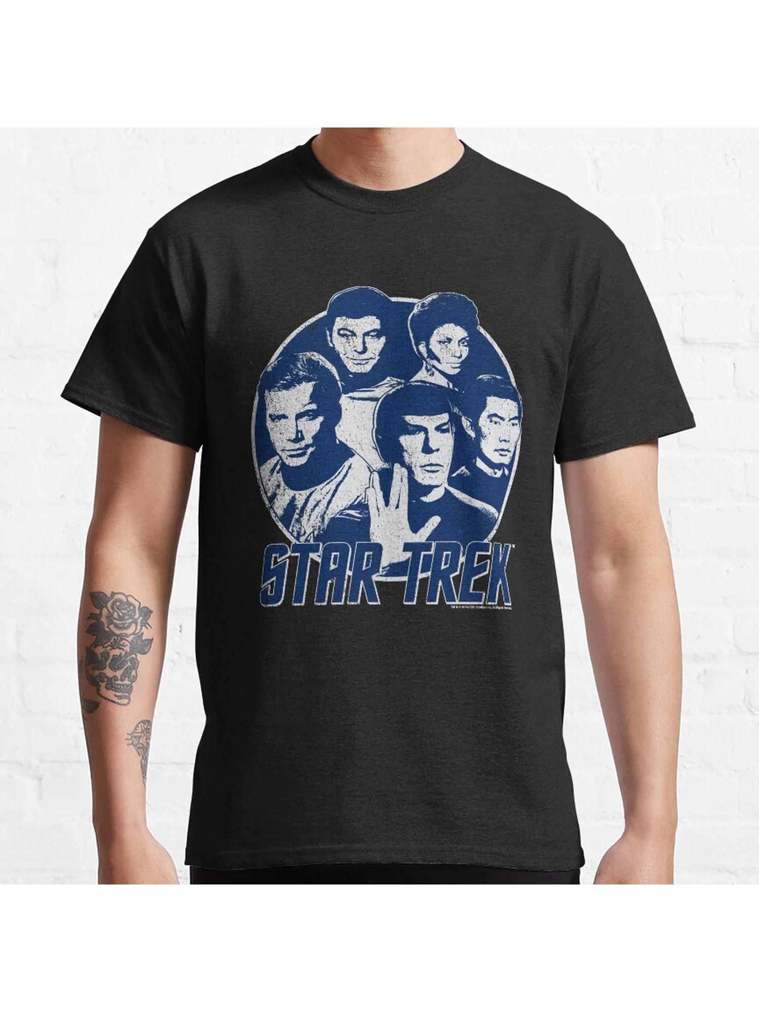 Star Trek Original Series Distressed Portrait Classic T-Shirt 100% Cotton, Gifts for Men Dad Husband Grandpa, S-XXXL, Black