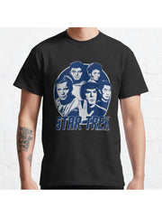 Star Trek Original Series Distressed Portrait Classic T-Shirt 100% Cotton, Gifts for Men Dad Husband Grandpa, S-XXXL, Black
