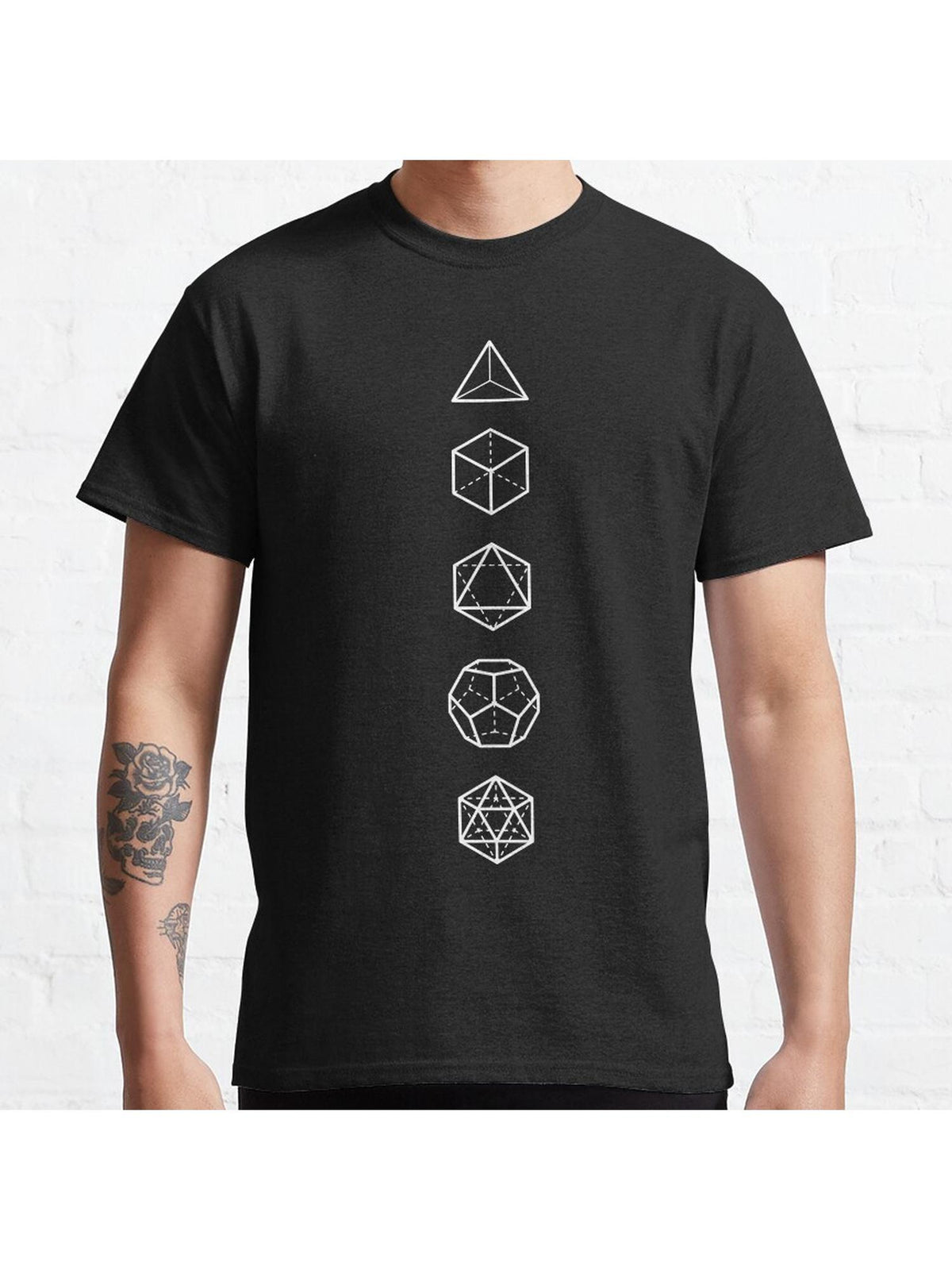 PLATONIC SOLIDS - COSMIC ALIGNMENT Classic T-Shirt 100% Cotton, Gifts for Men Dad Husband Grandpa, S-XXXL, Black