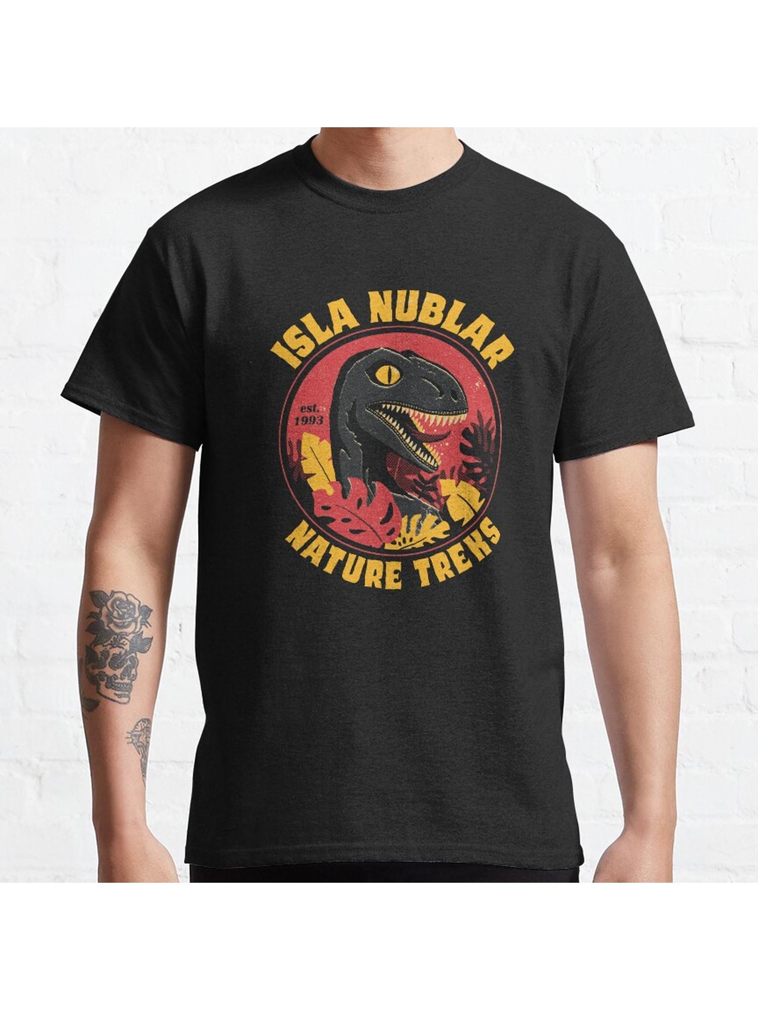 Isla Nublar Nature Treks Classic T-Shirt 100% Cotton, Gifts for Men Dad Husband Grandpa, S-XXXL, Black