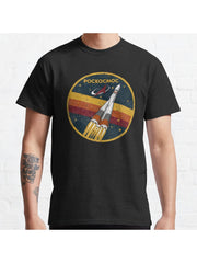 Роскосмос - Vintage Emblem Classic T-Shirt 100% Cotton, Gifts for Men Dad Husband Grandpa, S-XXXL, Black
