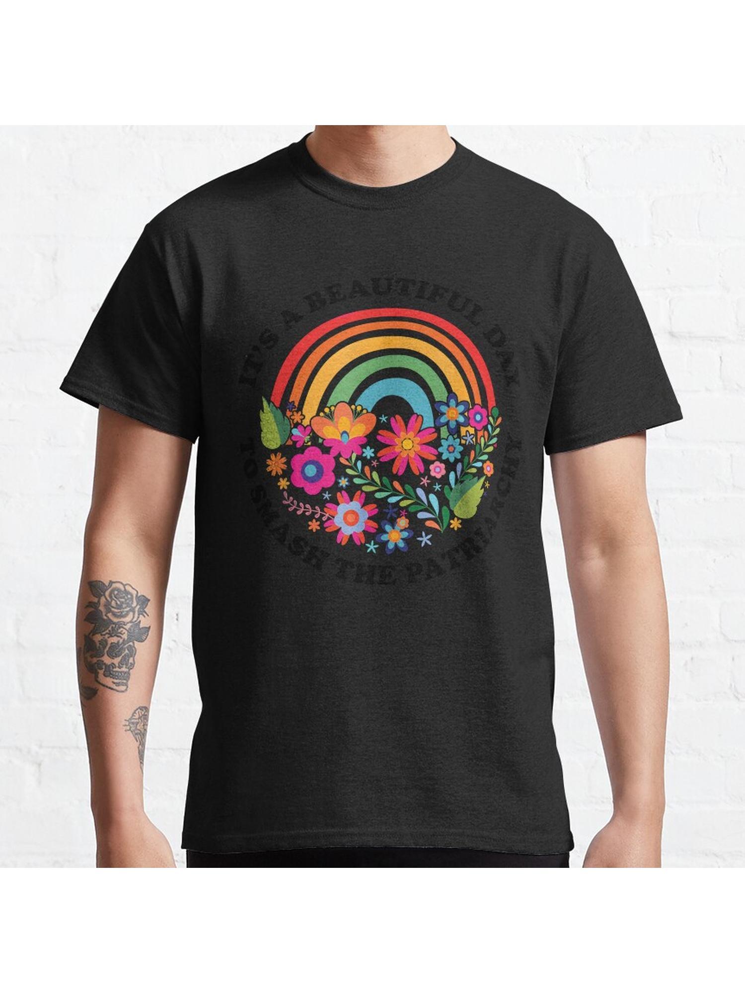 Its A Beautiful Day To Smash The Patriarchy Feminist Quote Classic T-Shirt 100% Cotton, Gifts for Men Dad Husband Grandpa, S-XXXL, Black