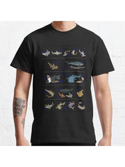 Illustrated Guide to Sharks Classic T-Shirt 100% Cotton, Gifts for Men Dad Husband Grandpa, S-XXXL, Black