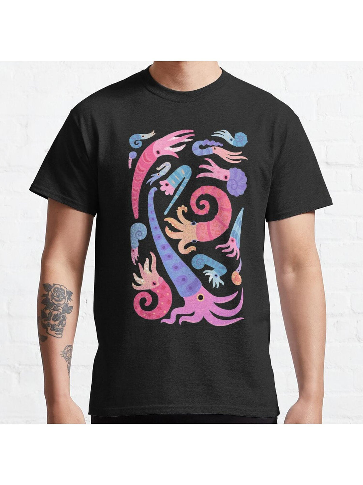 Ancient cephalopods Classic T-Shirt 100% Cotton, Gifts for Men Dad Husband Grandpa, S-XXXL, Black