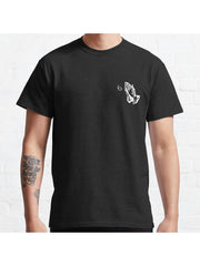 Prayer Hand T-Shirt Classic T-Shirt 100% Cotton, Gifts for Men Dad Husband Grandpa, S-XXXL, Black