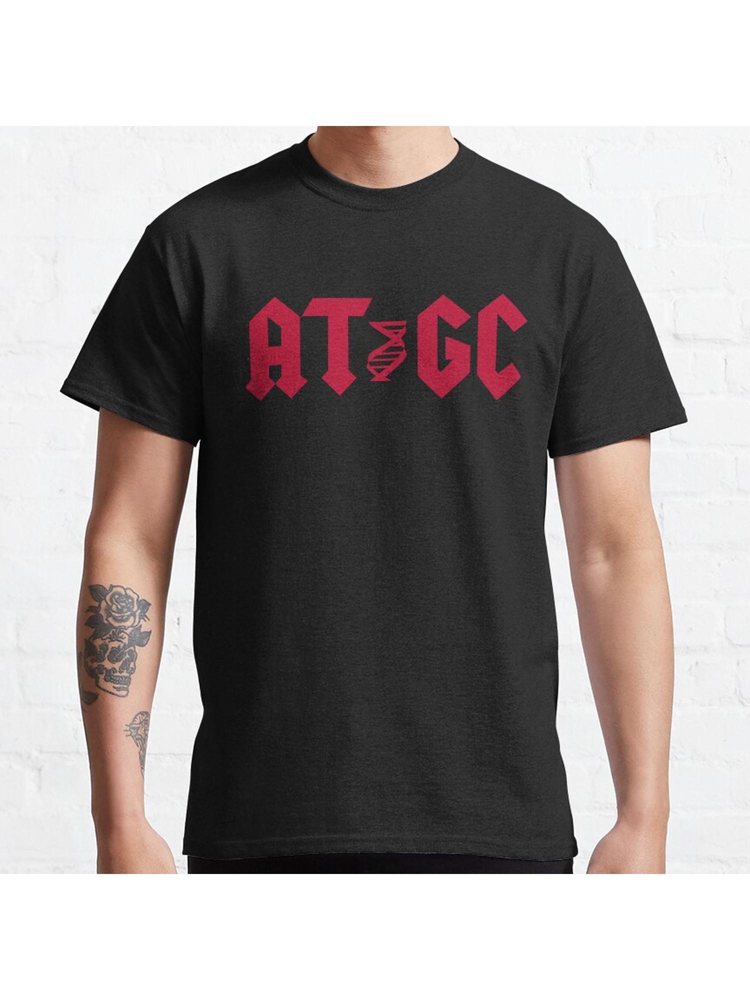 DNA AT GC Molecular Biology Classic T-Shirt 100% Cotton, Gifts for Men Dad Husband Grandpa, S-XXXL, Black