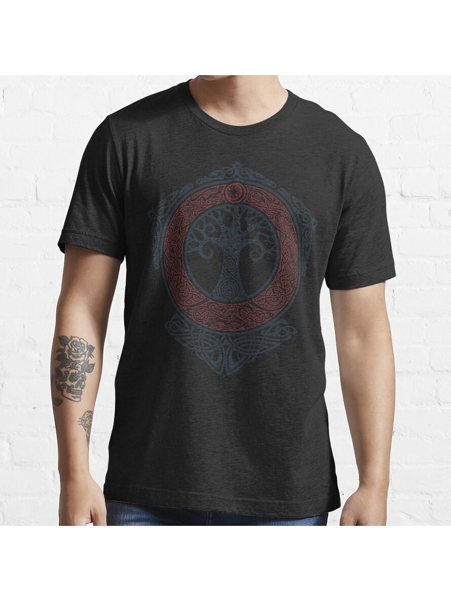 YGGDRASIL Essential T-Shirt 100% Cotton, Gifts for Men Dad Husband Grandpa, S-XXXL, Black