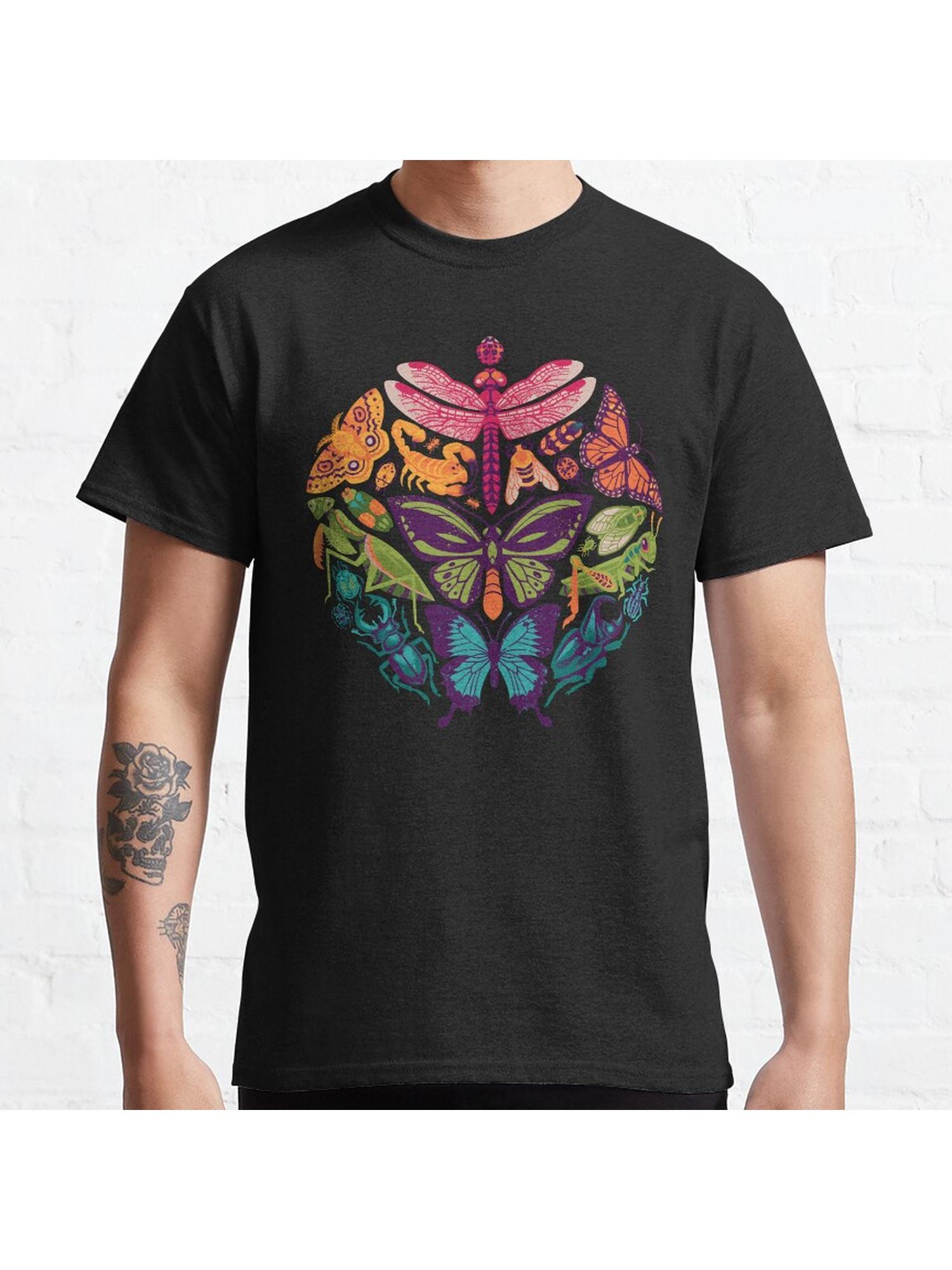 Bugs and Butterflies Classic T-Shirt 100% Cotton, Gifts for Men Dad Husband Grandpa, S-XXXL, Black
