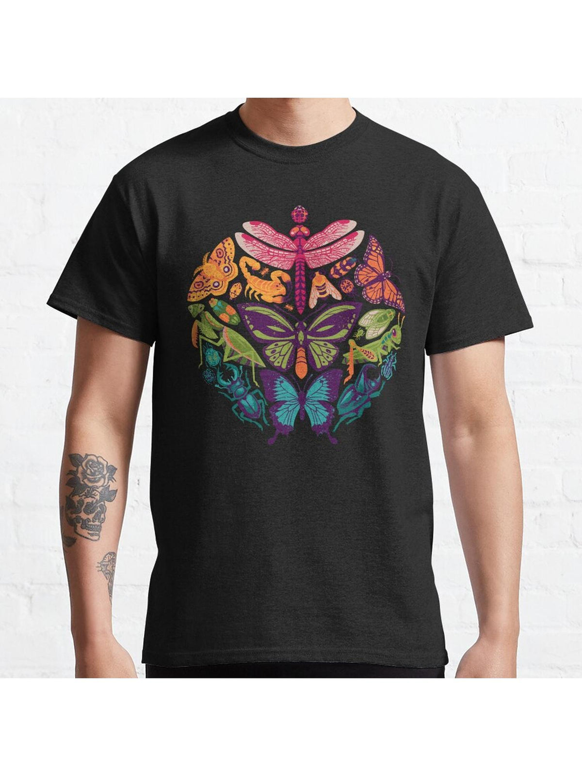 Bugs and Butterflies Classic T-Shirt 100% Cotton, Gifts for Men Dad Husband Grandpa, S-XXXL, Black