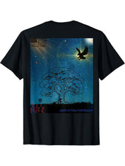 America stand for Freedom, bald eagle, rose, oak tree, USA T-Shirt 180G 100% Cotton Printed Round Neck Short-Sleeve T-Shirt, Gifts for Men Dad Husband Grandpa, S-XXXL, Black