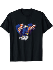Flying Bald Eagle - Patriotic American Flag USA 4th July T-Shirt 180G 100% Cotton Printed Round Neck Short-Sleeve T-Shirt, Gifts for Men Dad Husband Grandpa, S-XXXL, Black