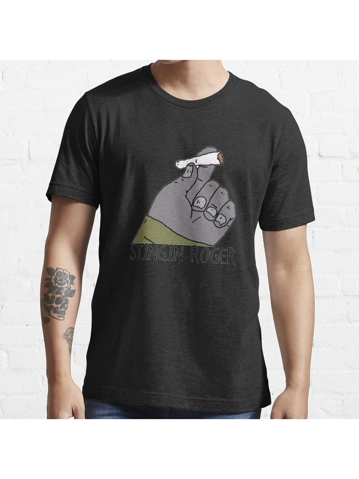 Stinging Roger Essential T-Shirt 100% Cotton, Gifts for Men Dad Husband Grandpa, S-XXXL, Black