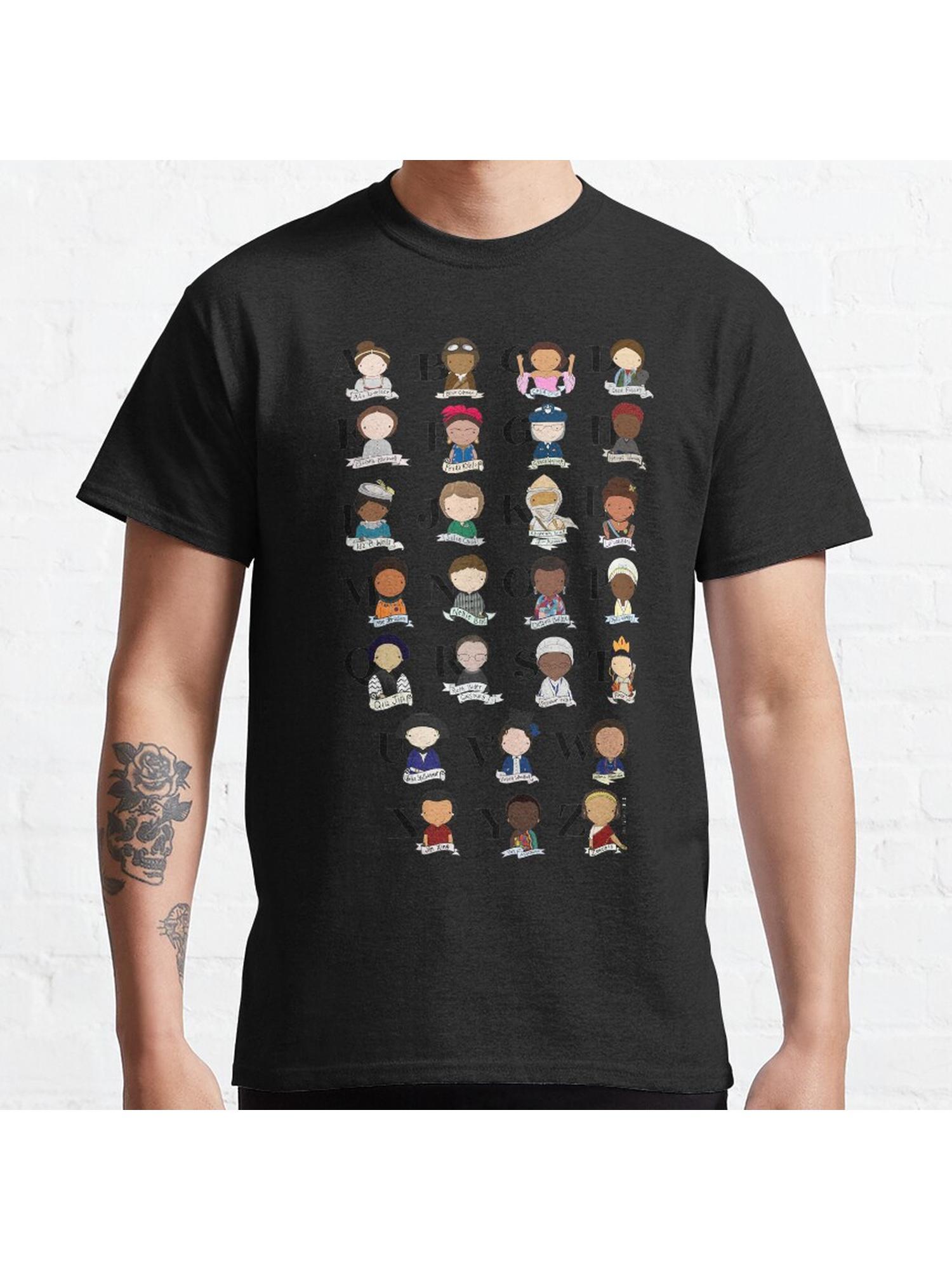 Awesome Woman Alphabet Classic T-Shirt 100% Cotton, Gifts for Men Dad Husband Grandpa, S-XXXL, Black