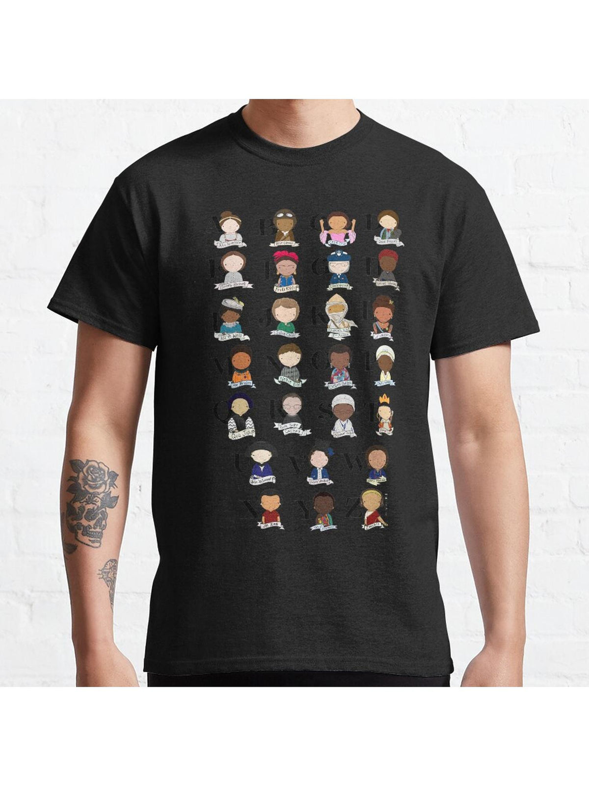 Awesome Woman Alphabet Classic T-Shirt 100% Cotton, Gifts for Men Dad Husband Grandpa, S-XXXL, Black