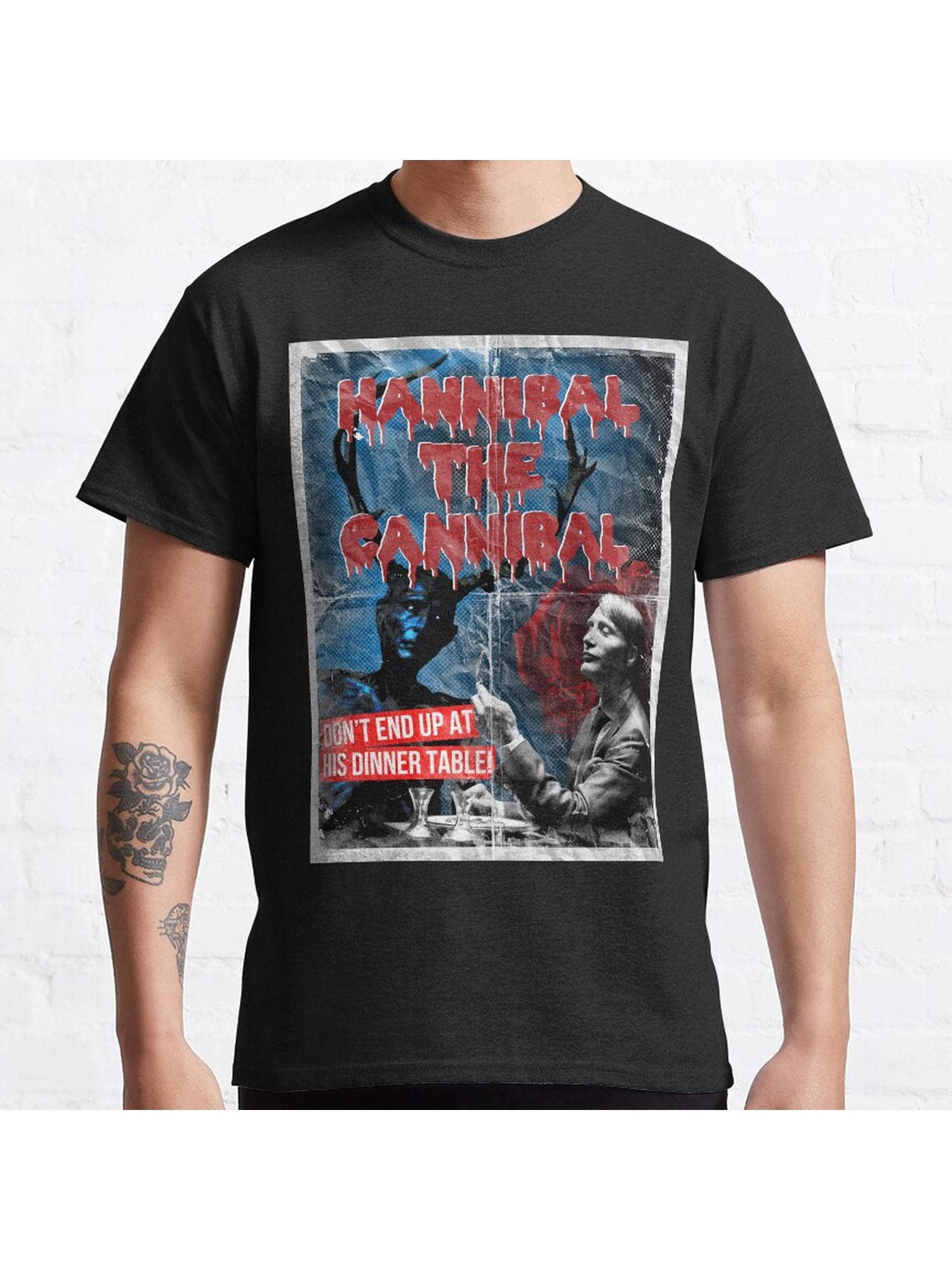 Hannibal the Cannibal - Vintage B-Movie Poster Classic T-Shirt 100% Cotton, Gifts for Men Dad Husband Grandpa, S-XXXL, Black