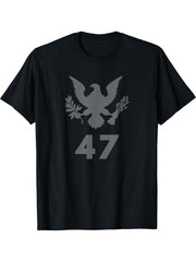 Bald Eagle Trump 45 47 4th of July 1776-2026 250 Golden Age T-Shirt 180G 100% Cotton Printed Round Neck Short-Sleeve T-Shirt, Gifts for Men Dad Husband Grandpa, S-XXXL, Black