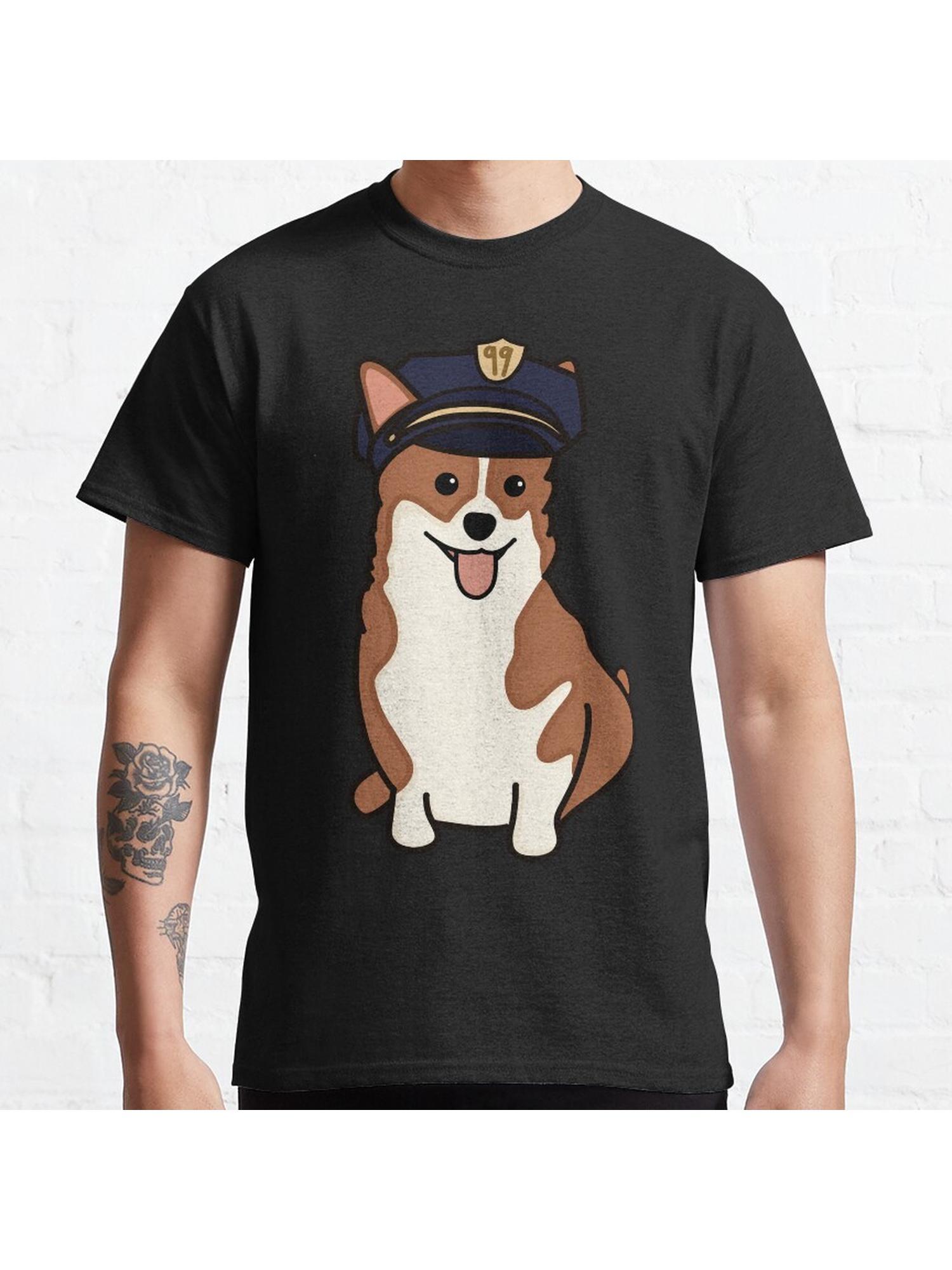 Cheddar with Police Hat Classic T-Shirt 100% Cotton, Gifts for Men Dad Husband Grandpa, S-XXXL, Black