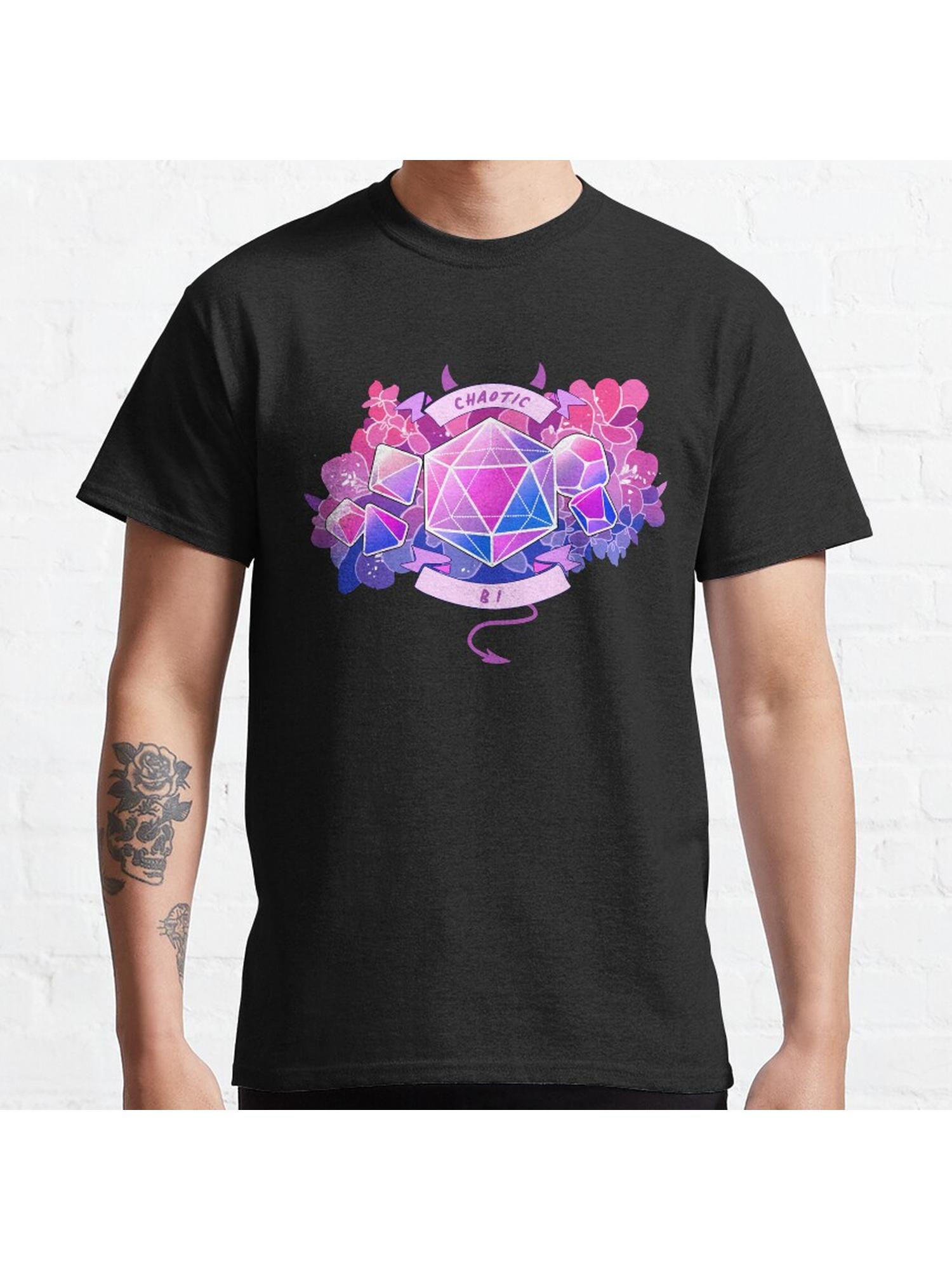 LGBT RPG - Chaotic Bi Classic T-Shirt 100% Cotton, Gifts for Men Dad Husband Grandpa, S-XXXL, Black
