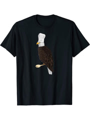 Bald Eagle Bird Kitchen Chef Hat Cooking Funny Biologist T-Shirt 180G 100% Cotton Printed Round Neck Short-Sleeve T-Shirt, Gifts for Men Dad Husband Grandpa, S-XXXL, Black