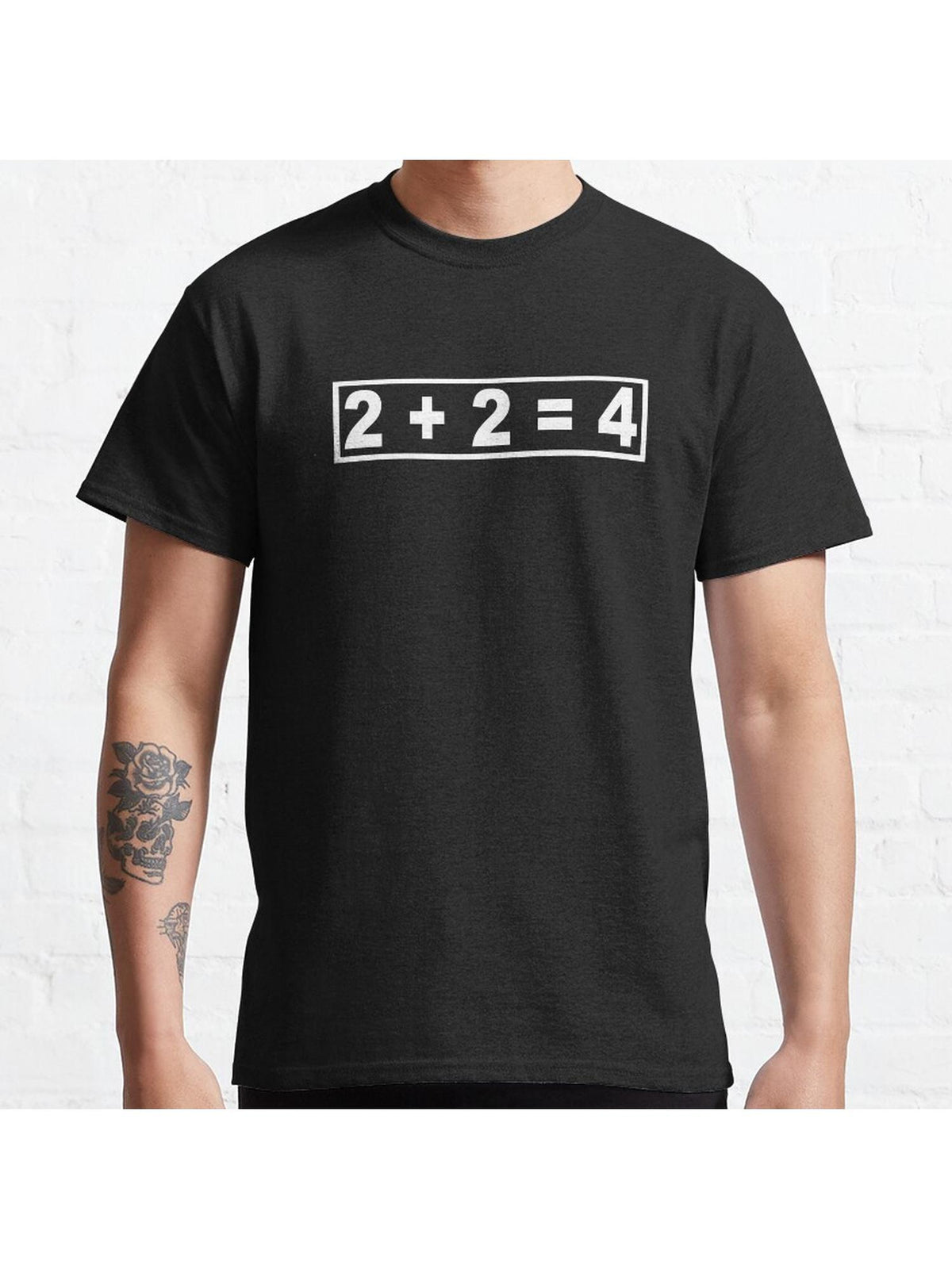 2 + 2 = 4 Classic T-Shirt 100% Cotton, Gifts for Men Dad Husband Grandpa, S-XXXL, Black