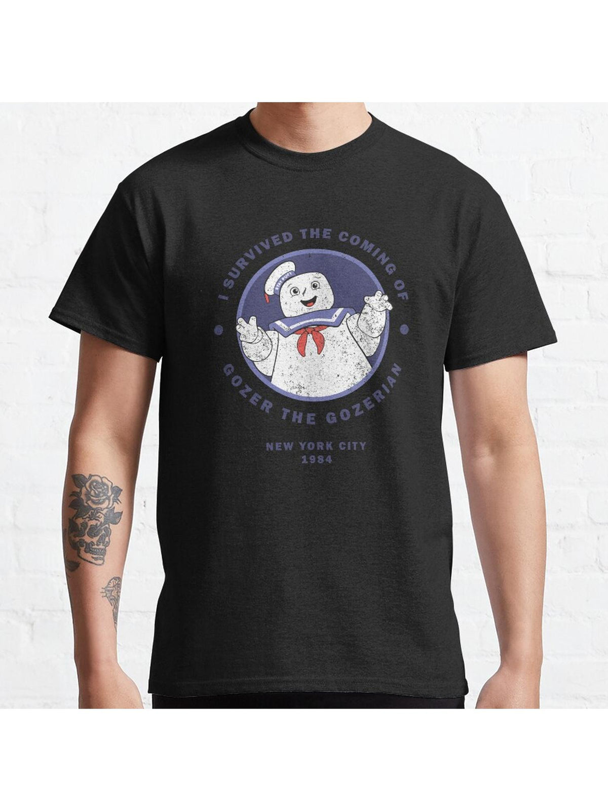 I survived the coming of Gozer the Gozerian - New York City 1984 Classic T-Shirt 100% Cotton, Gifts for Men Dad Husband Grandpa, S-XXXL, Black