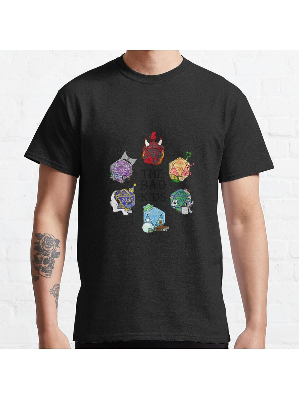 Fantasy High D20 Dice Set Design Classic T-Shirt 100% Cotton, Gifts for Men Dad Husband Grandpa, S-XXXL, Black