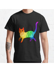 Neurodiversity Cat Classic T-Shirt 100% Cotton, Gifts for Men Dad Husband Grandpa, S-XXXL, Black