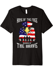 Bald Eagle American Flag Military Veterans Patriotic Brave Premium T-Shirt 180G 100% Cotton Printed Round Neck Short-Sleeve T-Shirt, Gifts for Men Dad Husband Grandpa, S-XXXL, Black