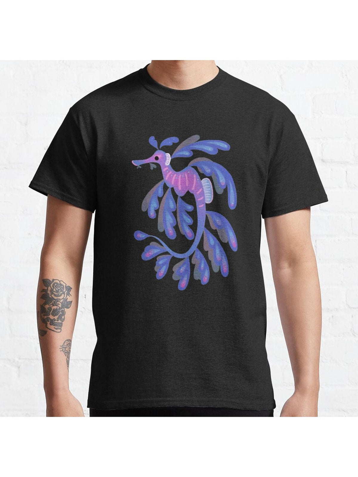 Sea dragons Classic T-Shirt 100% Cotton, Gifts for Men Dad Husband Grandpa, S-XXXL, Black