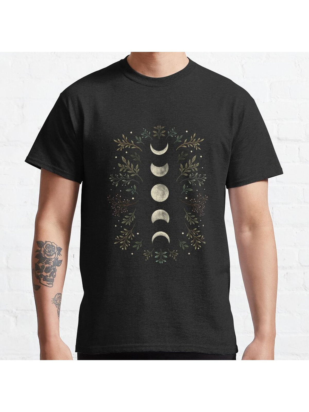 Moonlit Garden-Olive Green Classic T-Shirt 100% Cotton, Gifts for Men Dad Husband Grandpa, S-XXXL, Black